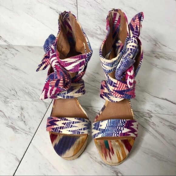 Zigi Soho Multicolored Fabric Bow Heels SZ 7 - Picture 3 of 5